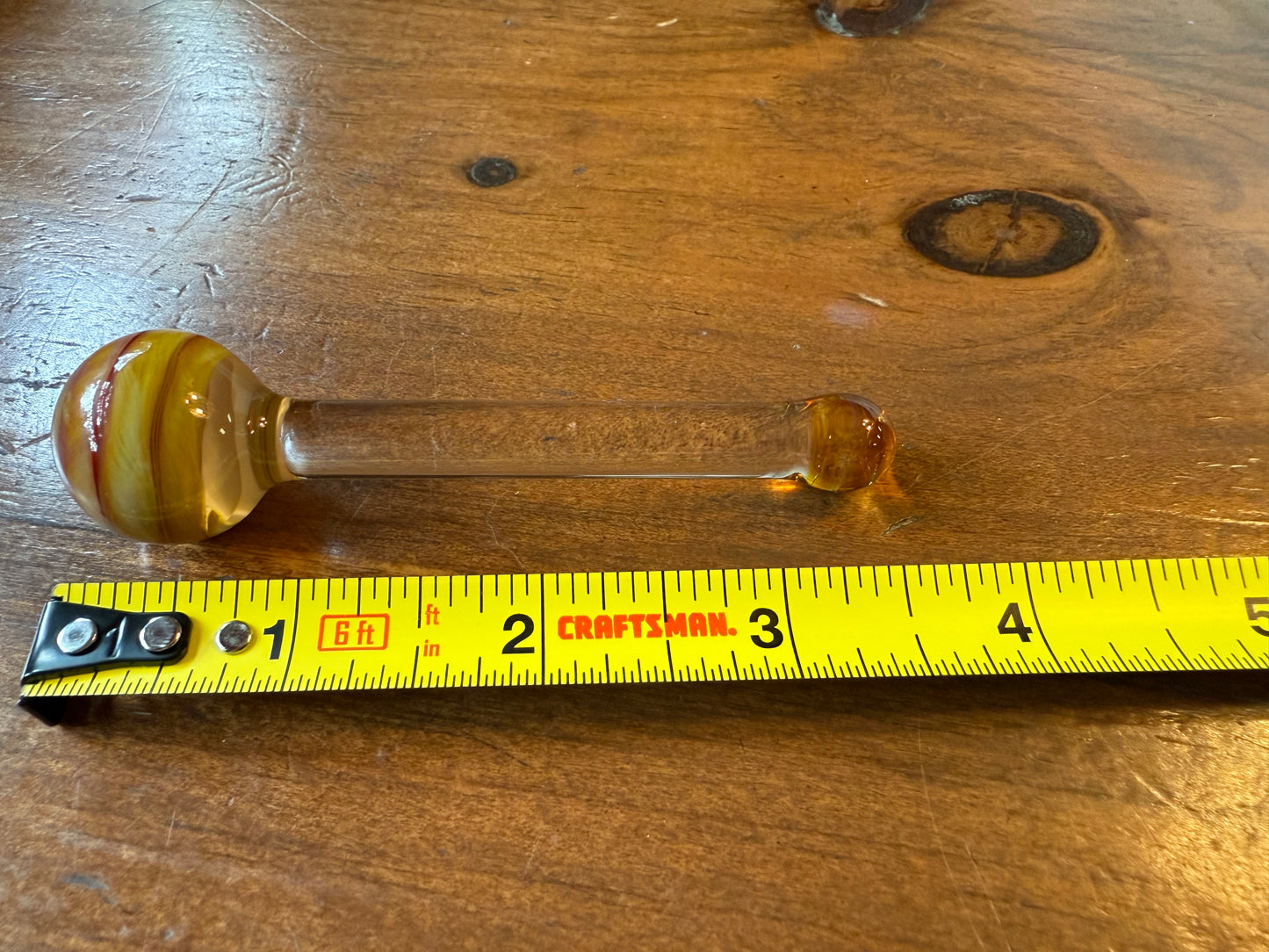 Hand Blown Borosilicate Glass Honey Dipper Stirrer Planet Swirl Marble Top