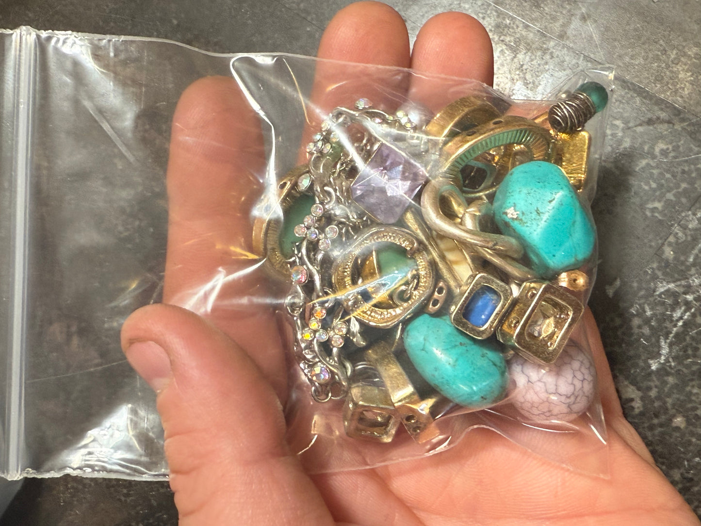 Small bag of vintage jewelry parts (tray not included)