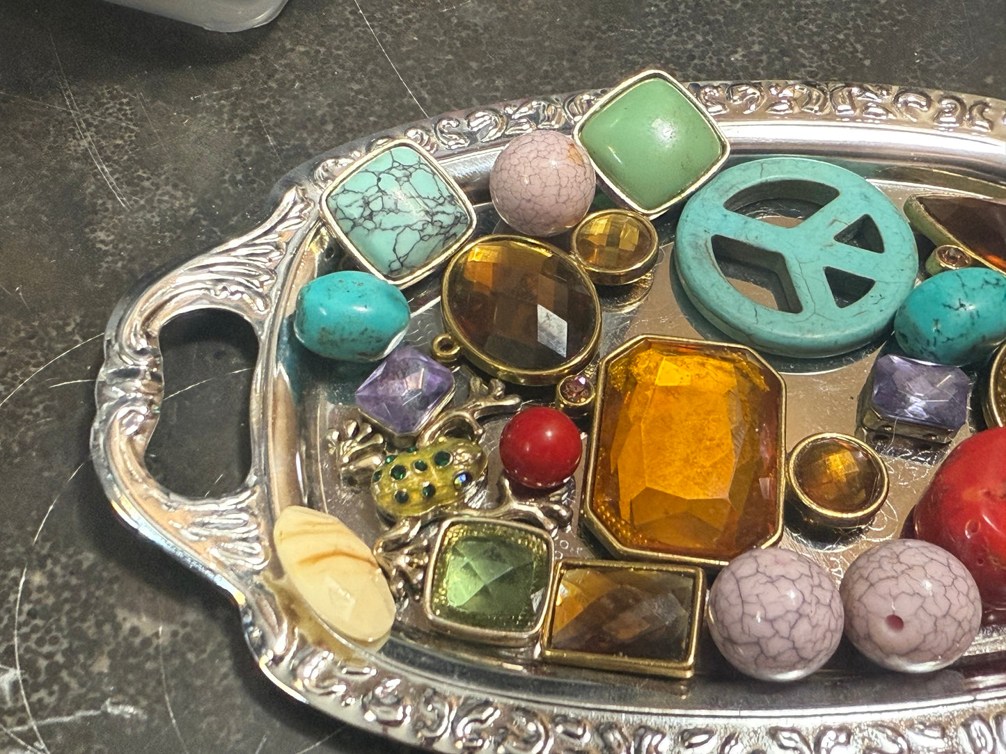 Small bag of vintage jewelry parts (tray not included)