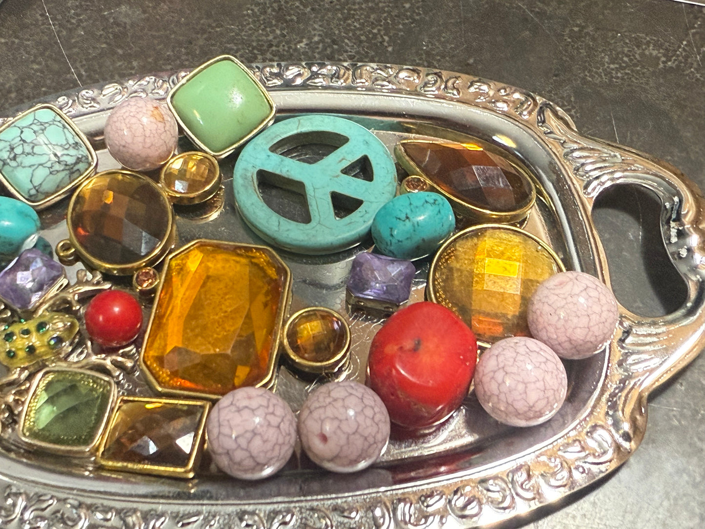 Small bag of vintage jewelry parts (tray not included)