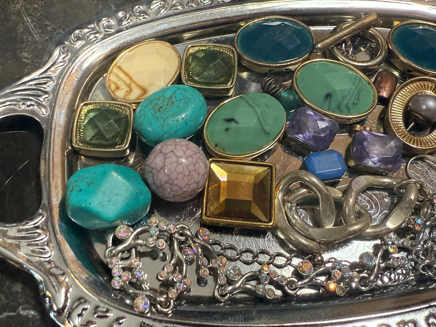 Small bag of vintage jewelry parts (tray not included)