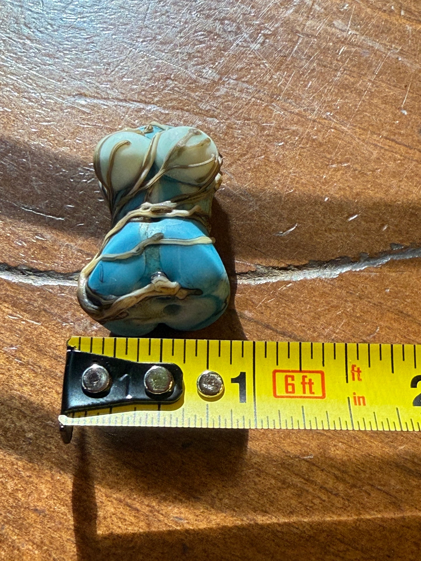 Hand-Carved Turquoise Female Torso Pendant Bead Wire Style Wrapped Tree of Life
