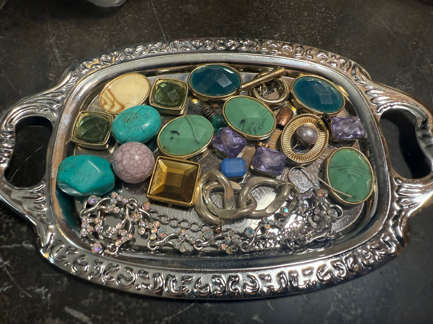 Small bag of vintage jewelry parts (tray not included)