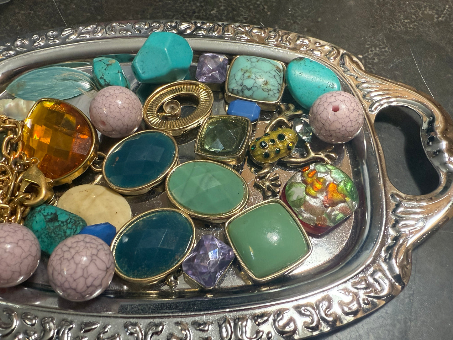Small bag of vintage jewelry parts (tray not included)