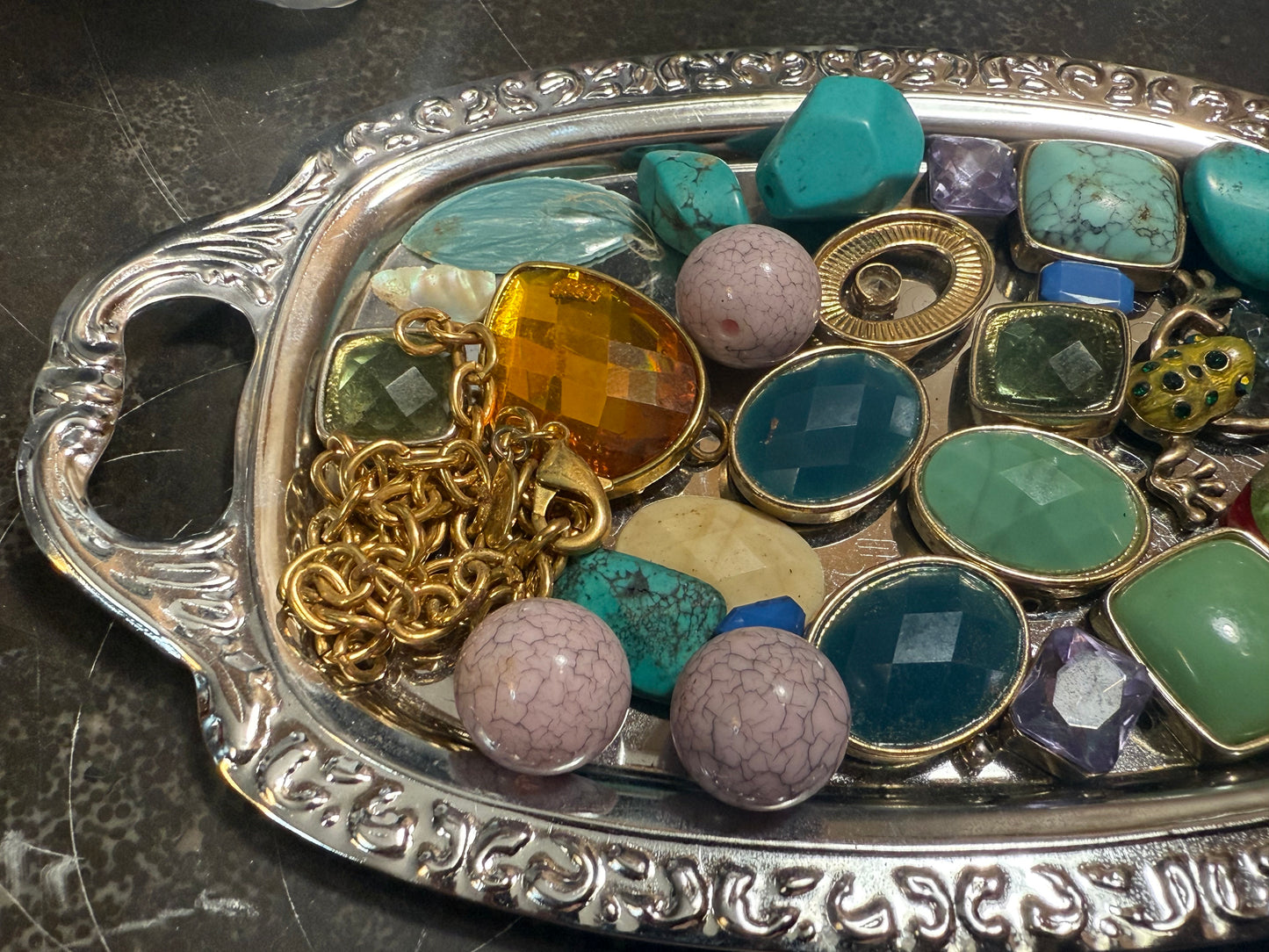 Small bag of vintage jewelry parts (tray not included)