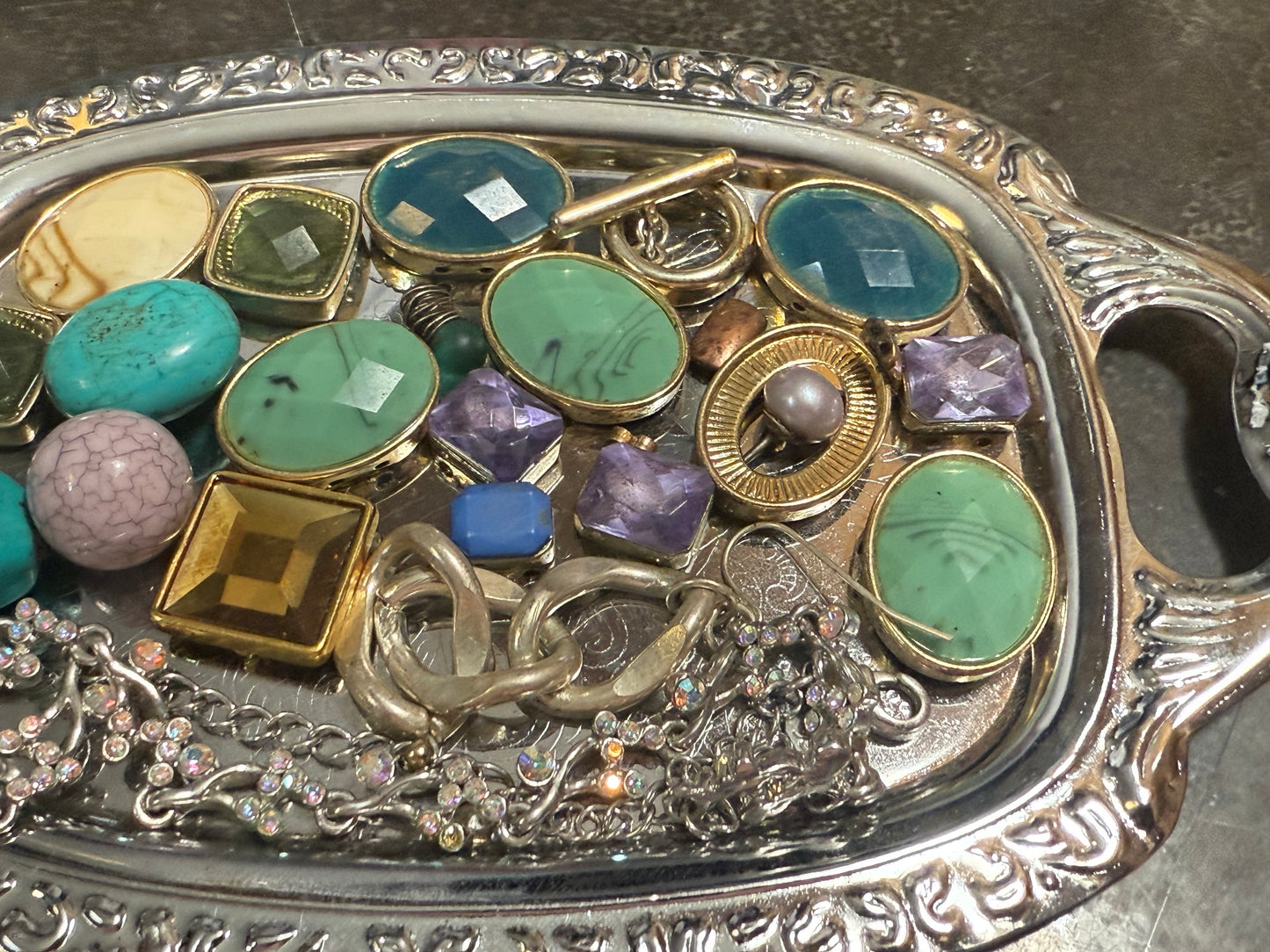 Small bag of vintage jewelry parts (tray not included)