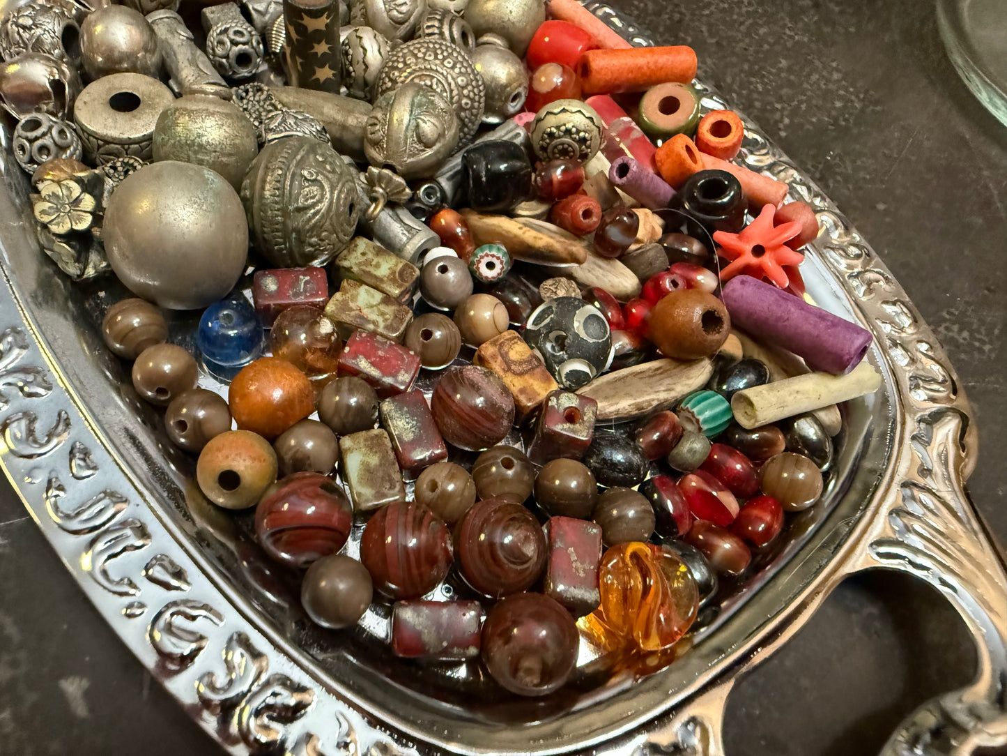 Small bag of vintage jewelry making beads (tray not included)