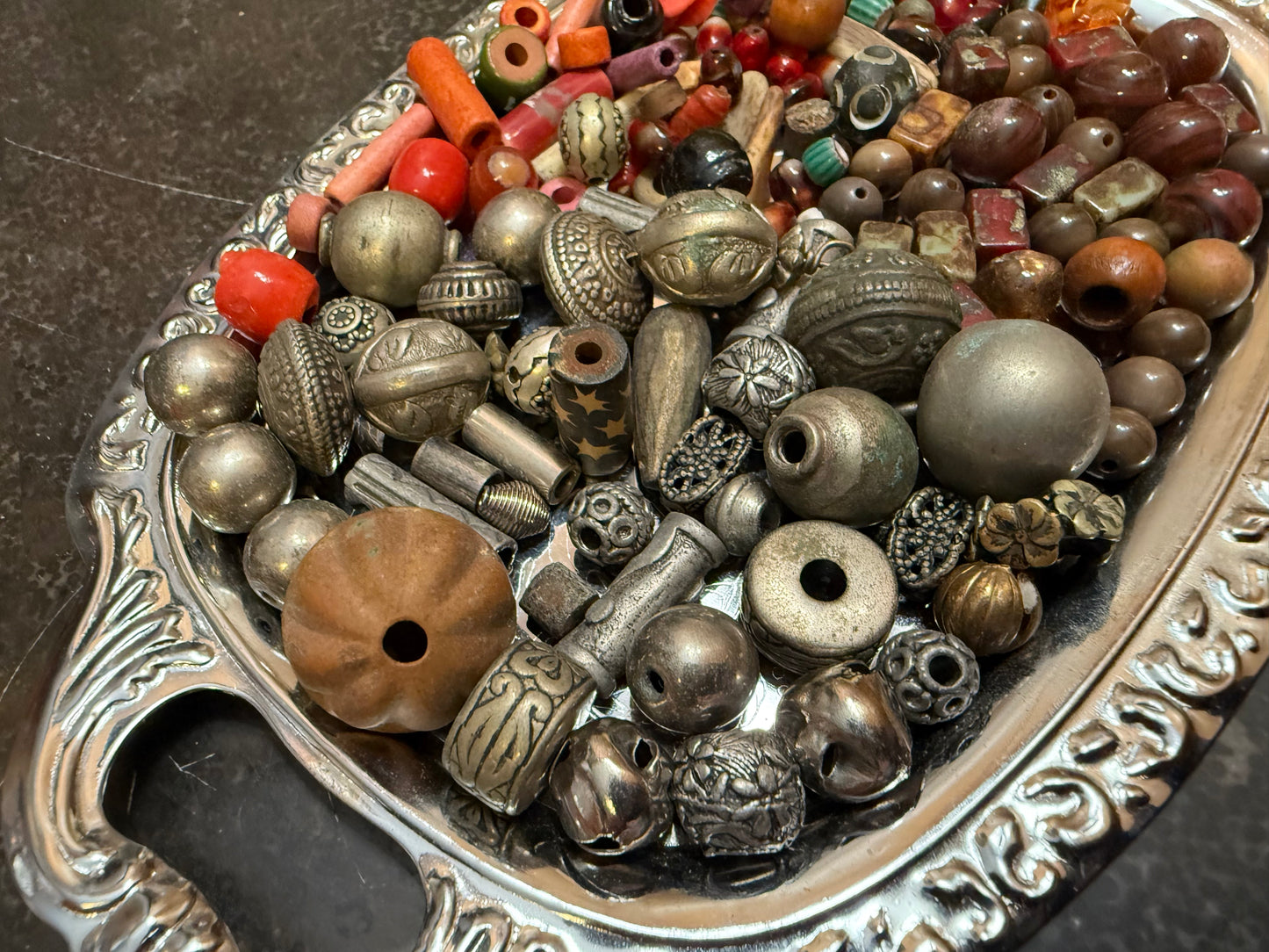 Small bag of vintage jewelry making beads (tray not included)