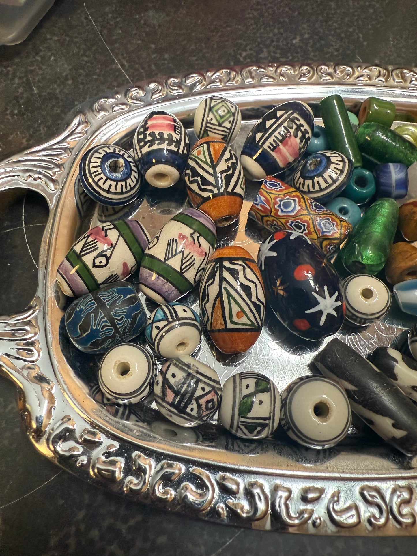 Small bag of vintage jewelry making beads (tray not included)