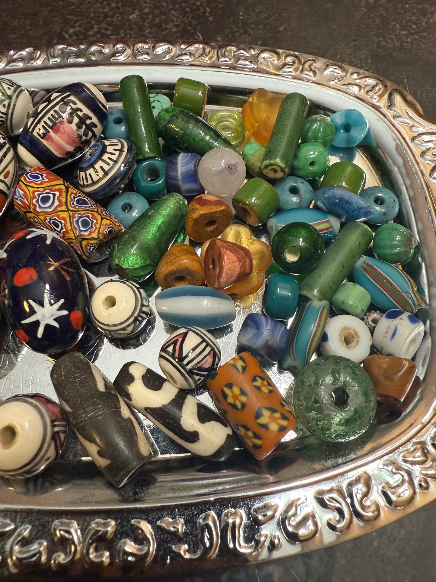Small bag of vintage jewelry making beads (tray not included)
