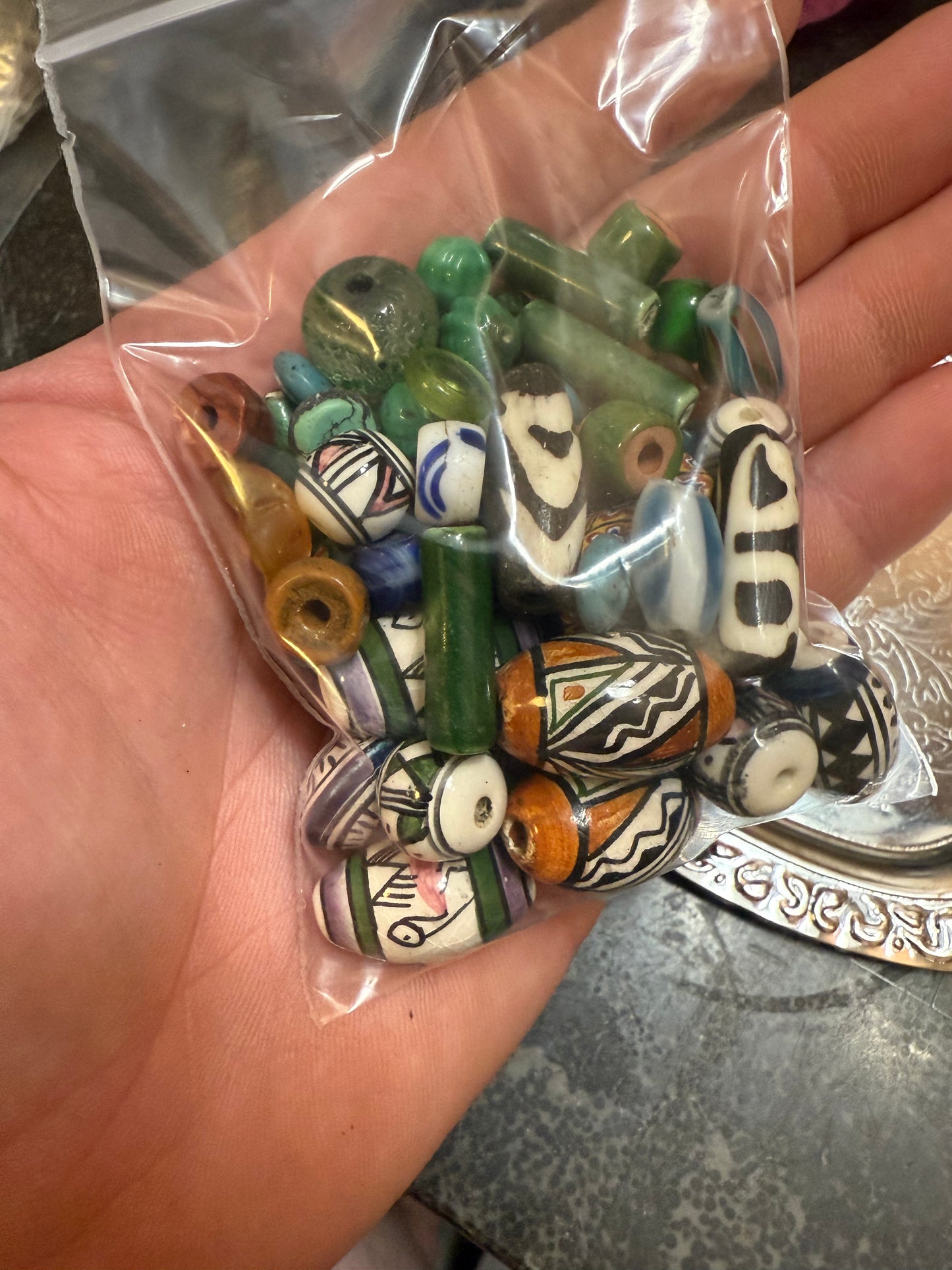 Small bag of vintage jewelry making beads (tray not included)
