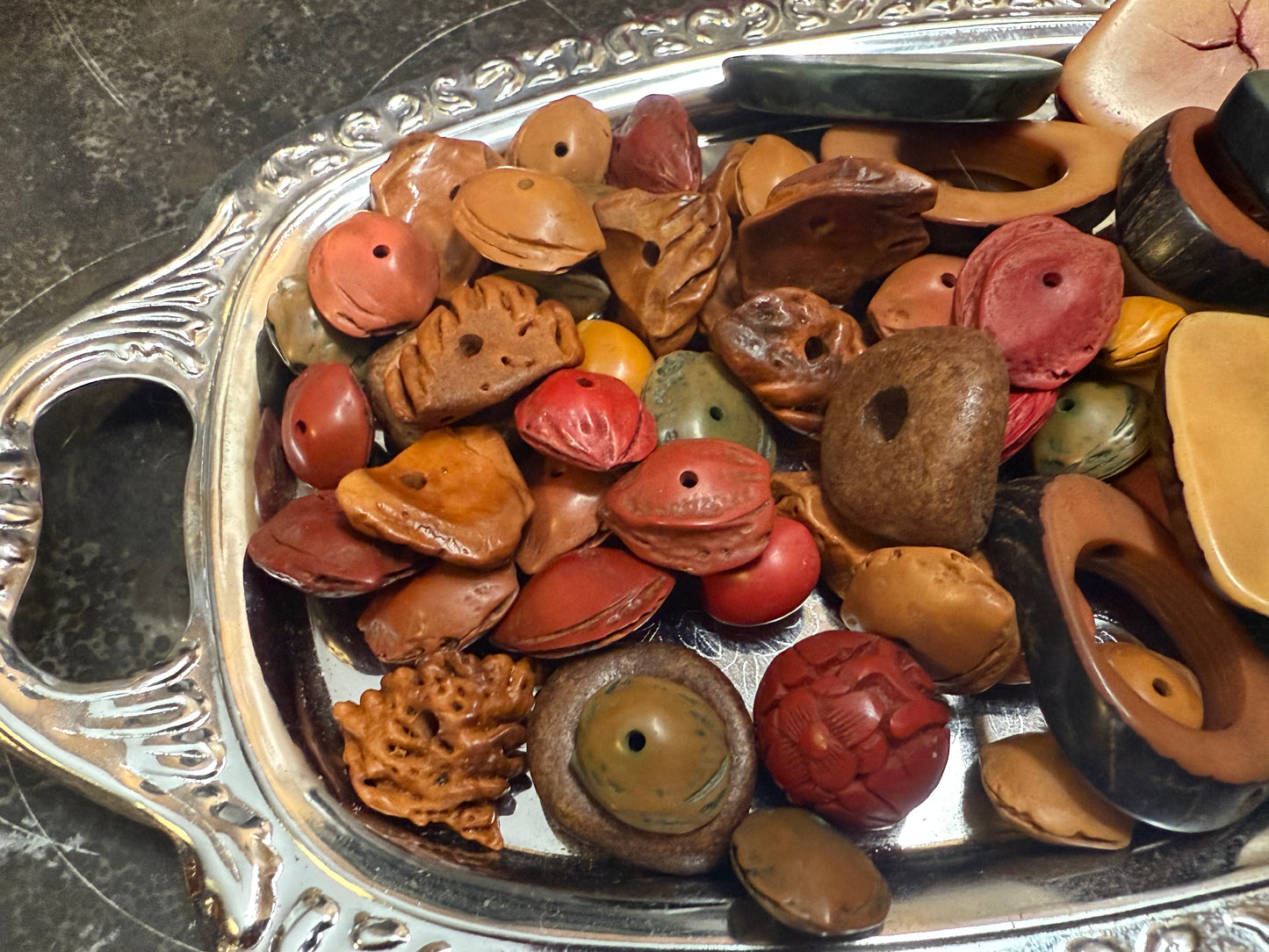 Small bag of vintage jewelry making beads (tray not included)