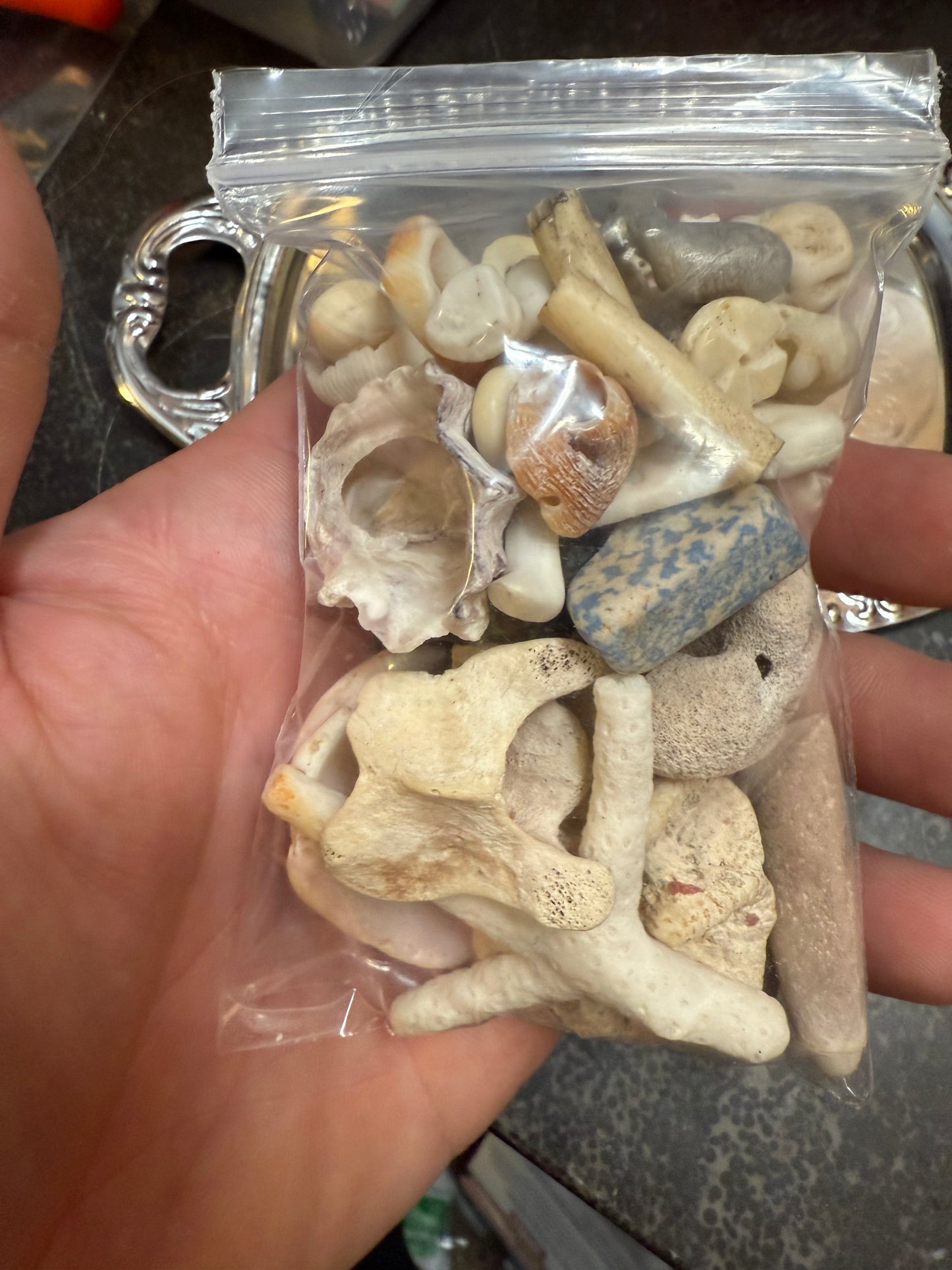 Small bag of vintage jewelry making beads (tray not included)