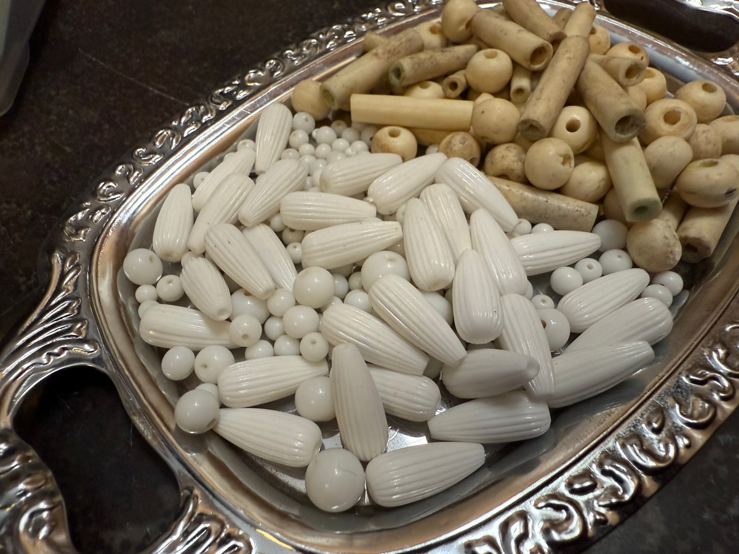 Small bag of vintage jewelry making beads (tray not included)