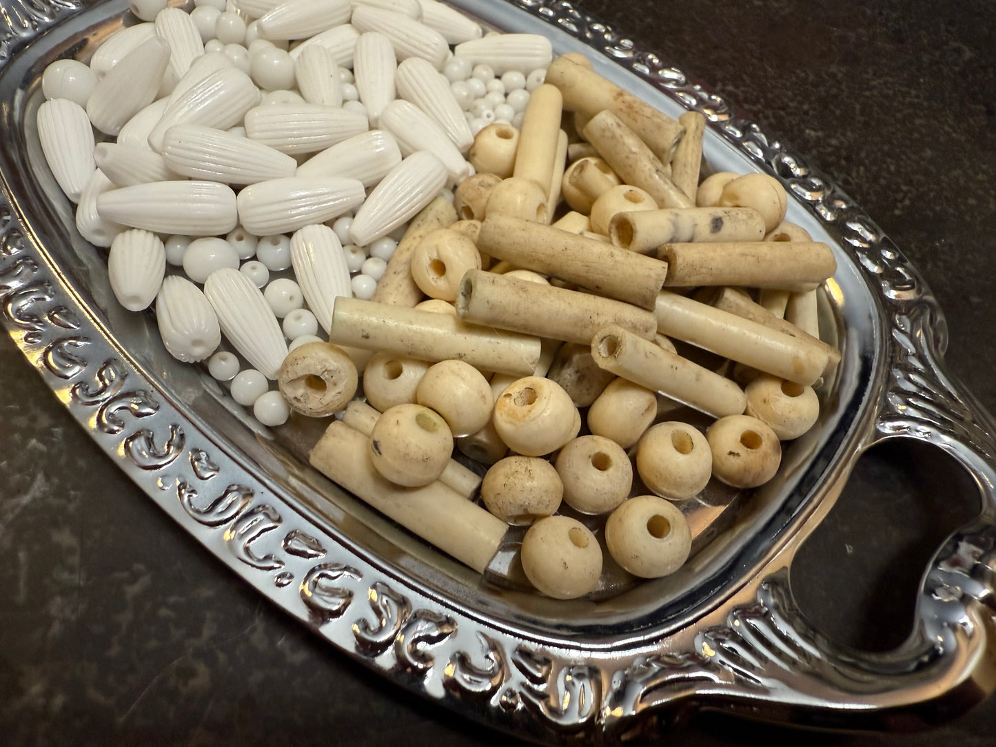 Small bag of vintage jewelry making beads (tray not included)