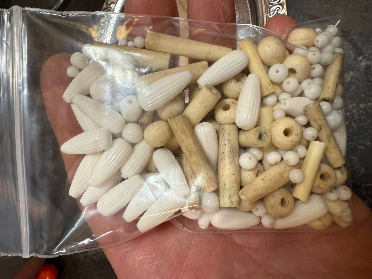 Small bag of vintage jewelry making beads (tray not included)