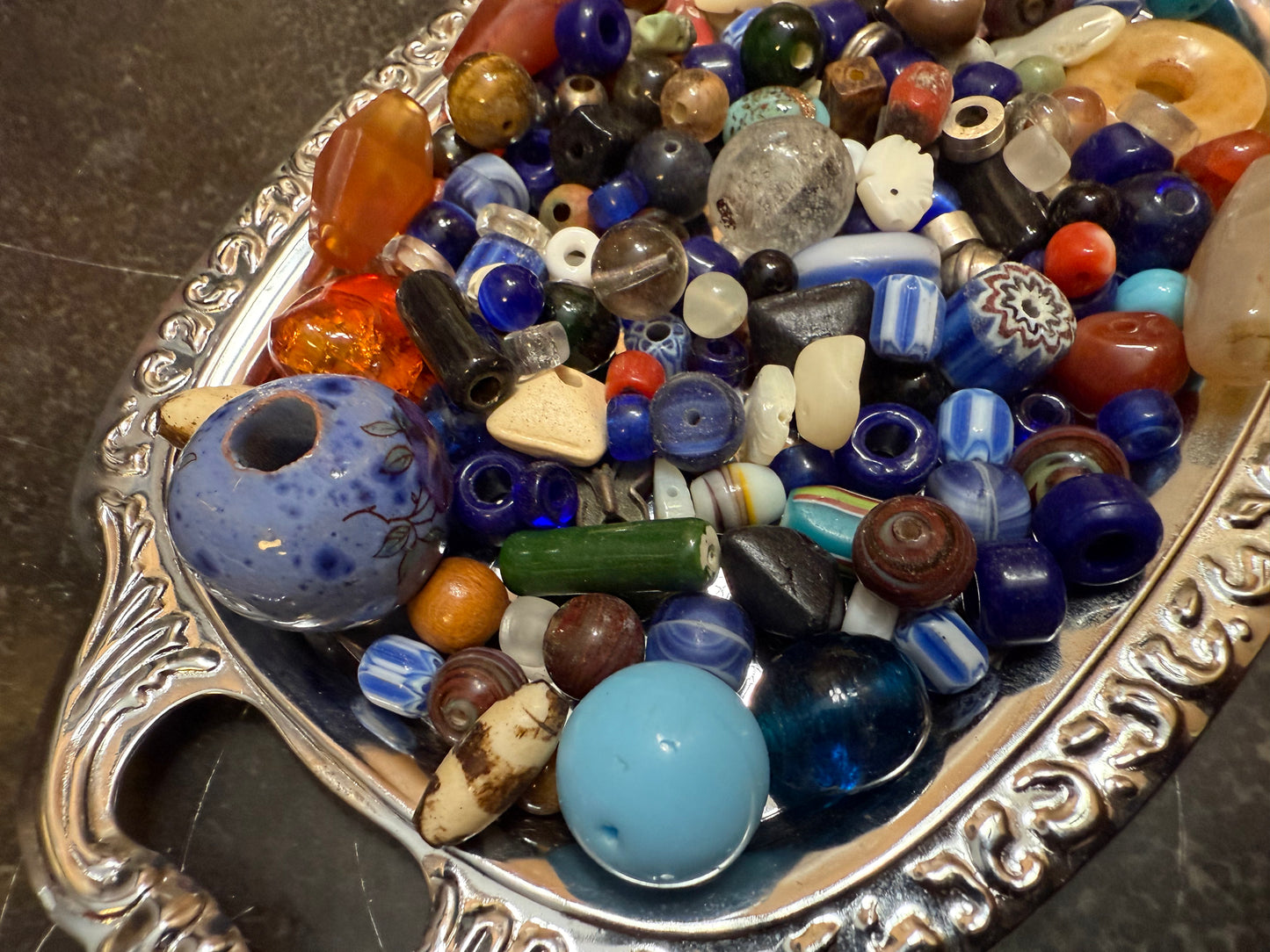 Small bag of vintage jewelry making beads (tray not included)