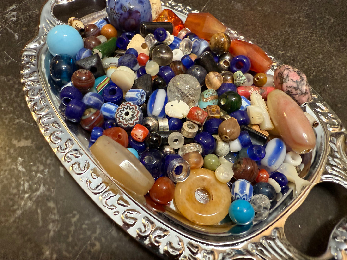 Small bag of vintage jewelry making beads (tray not included)