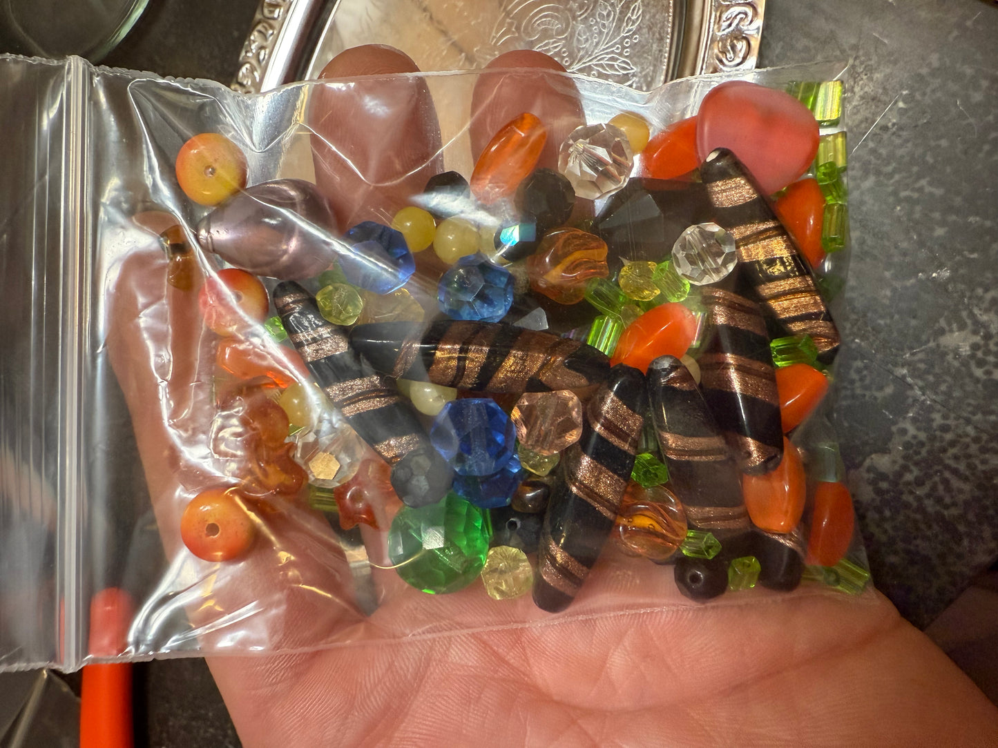 Small bag of vintage jewelry making beads (tray not included) - Some Uranium Glass Beads