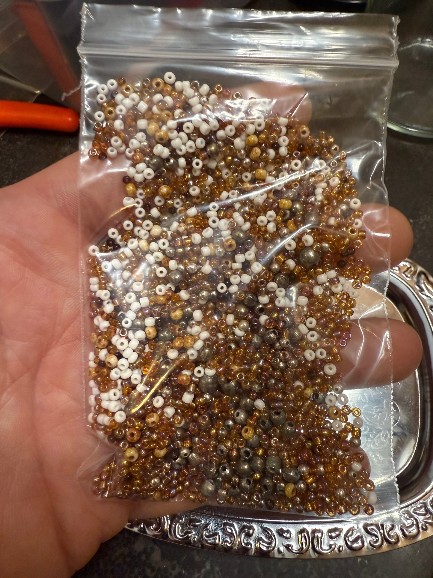 Small bag of tiny vintage jewelry making beads (tray not included)