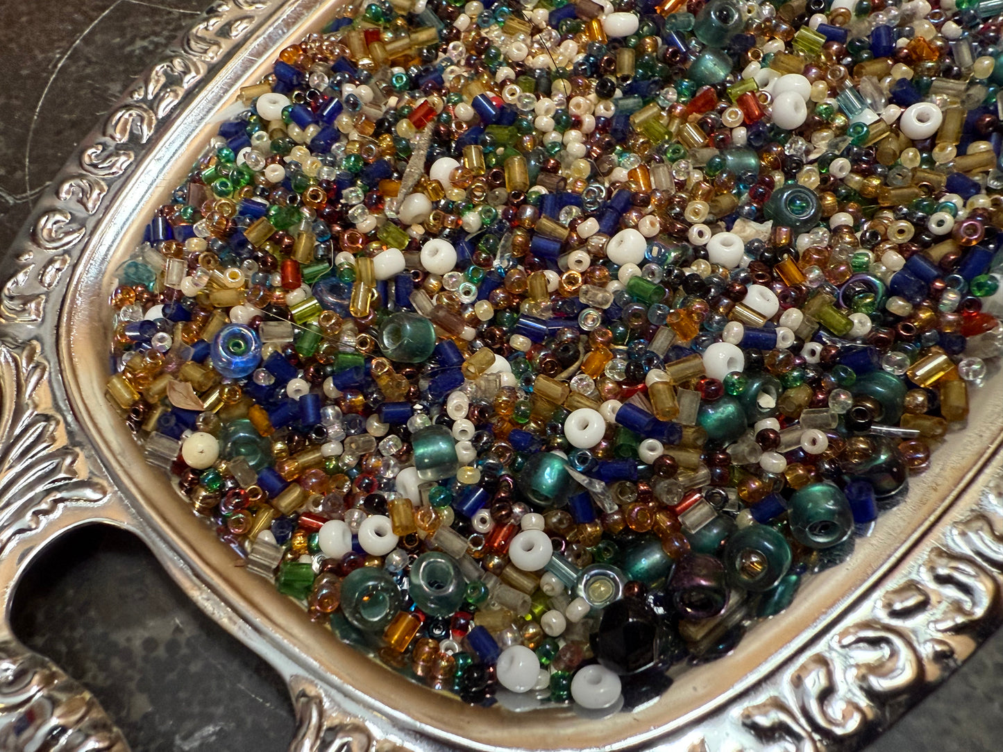 Small bag of tiny vintage jewelry making beads (tray not included)