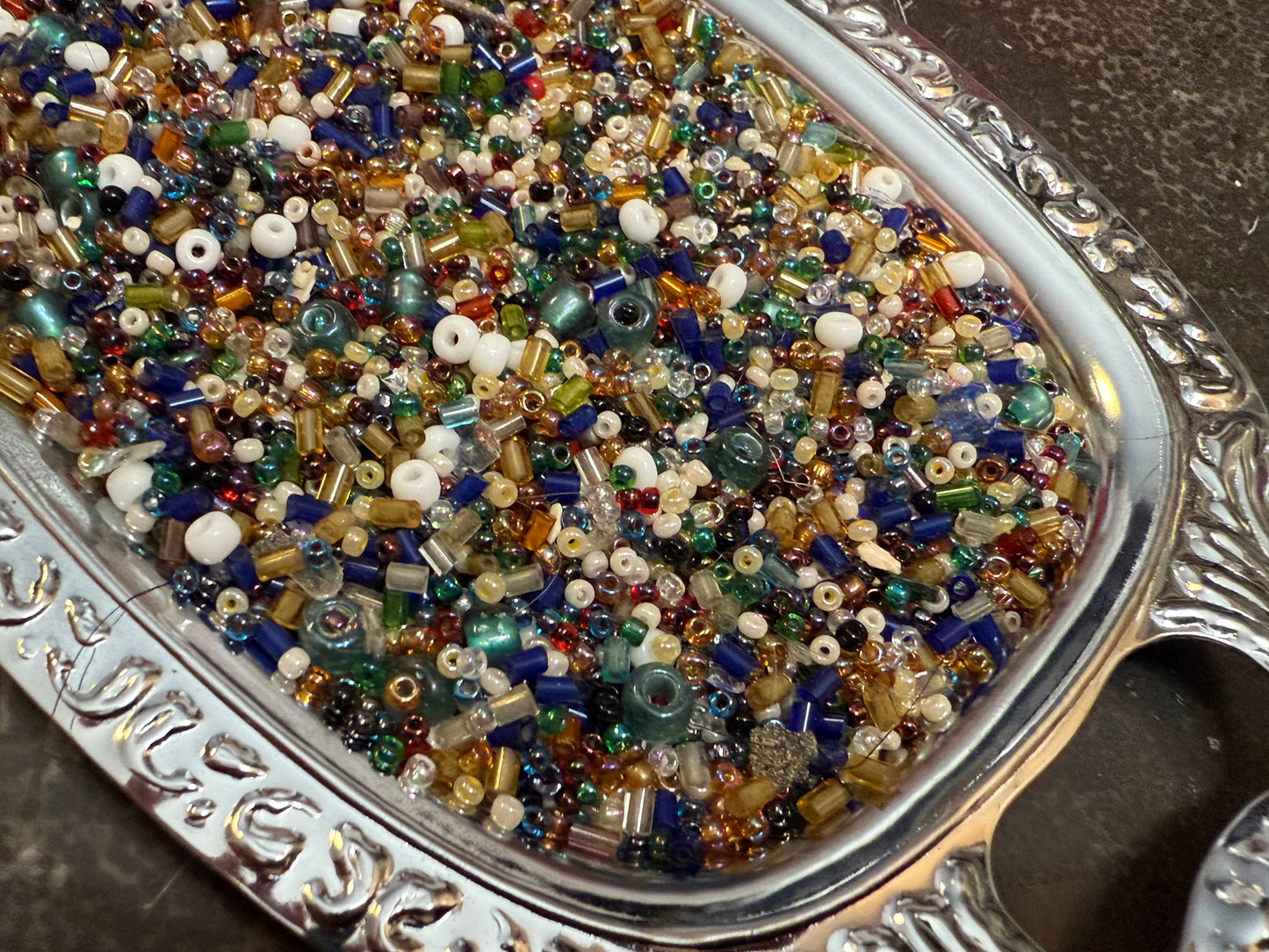 Small bag of tiny vintage jewelry making beads (tray not included)