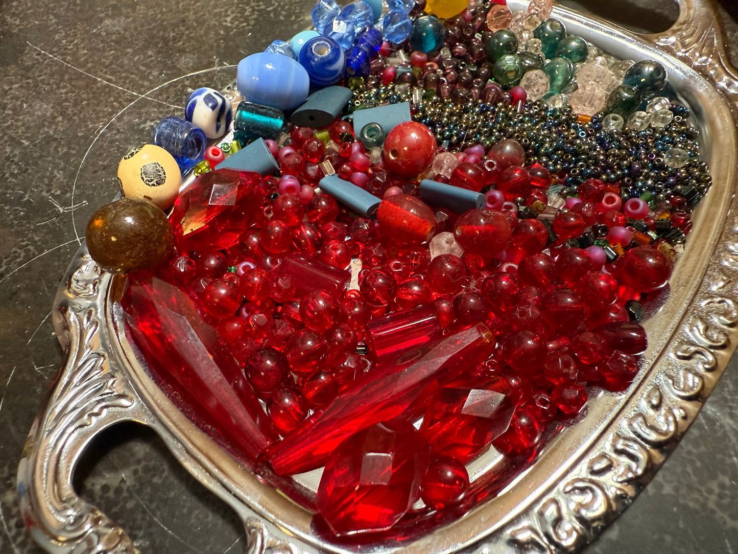Small bag of vintage jewelry making beads (tray not included)