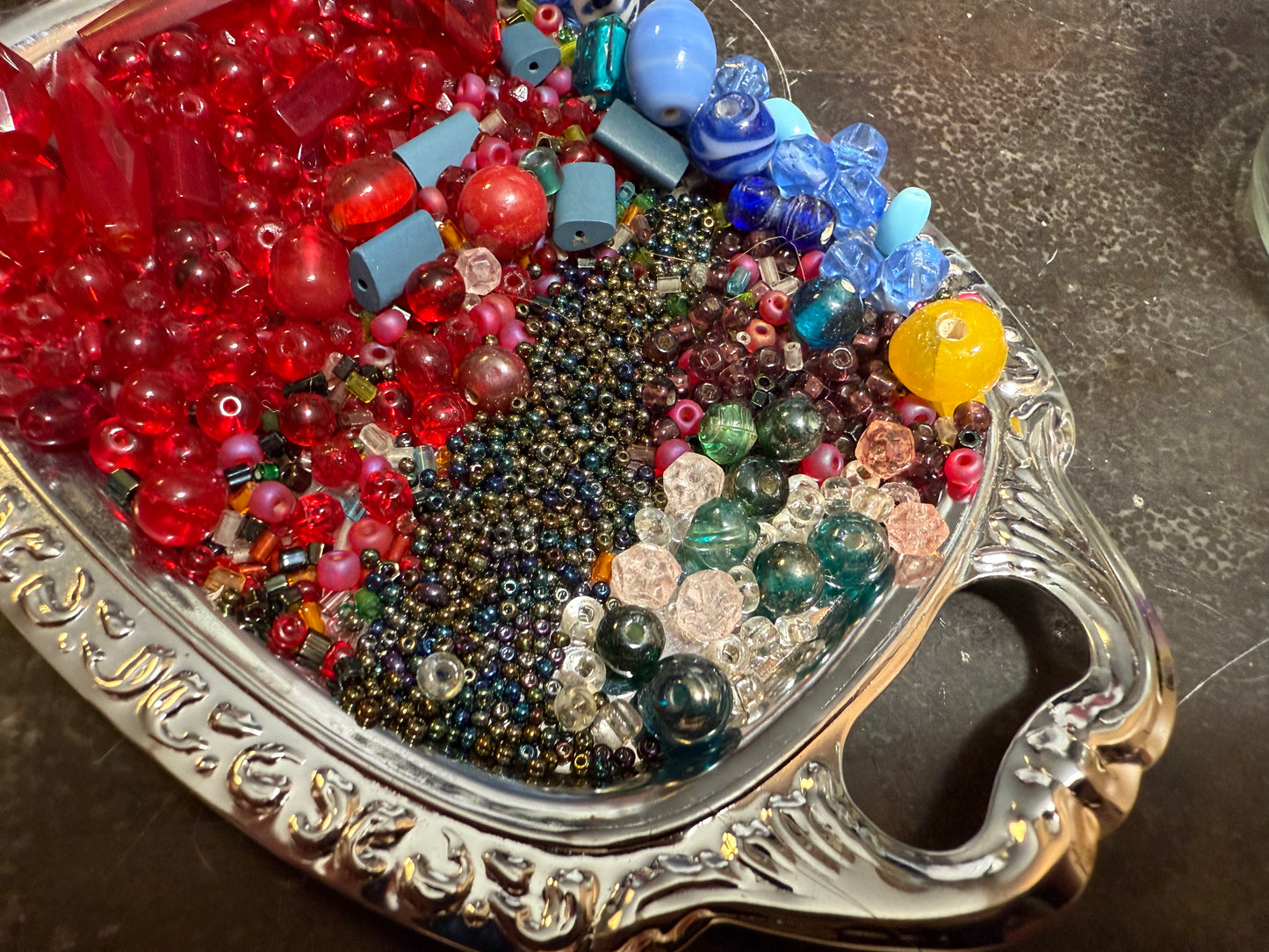 Small bag of vintage jewelry making beads (tray not included)