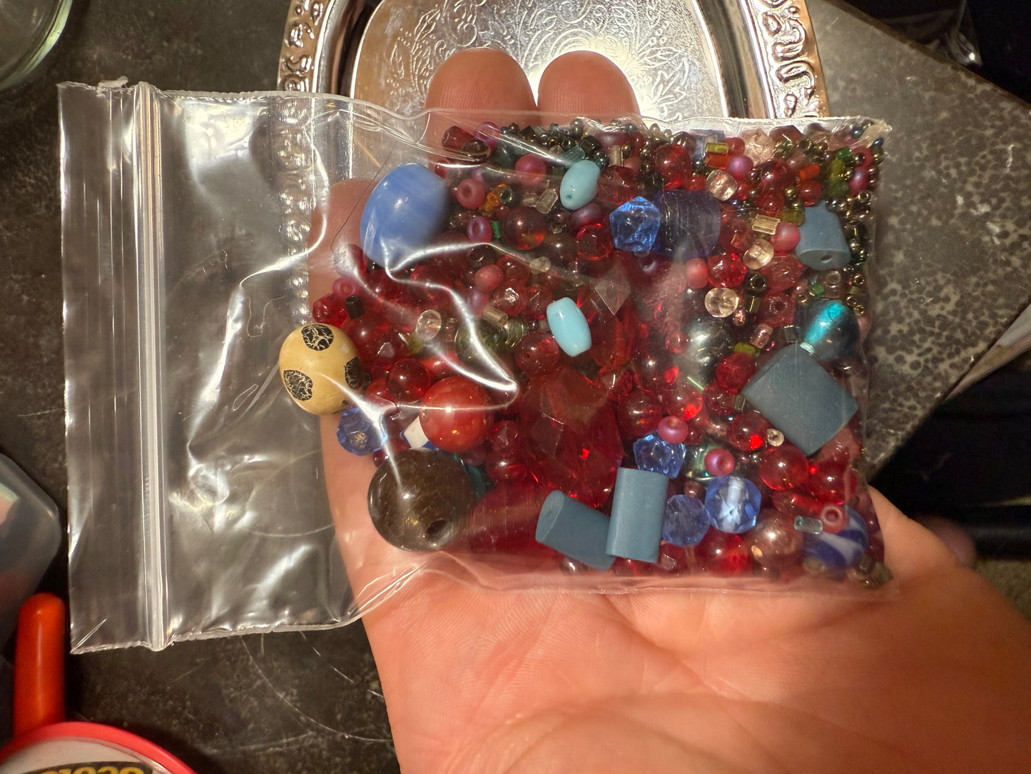 Small bag of vintage jewelry making beads (tray not included)