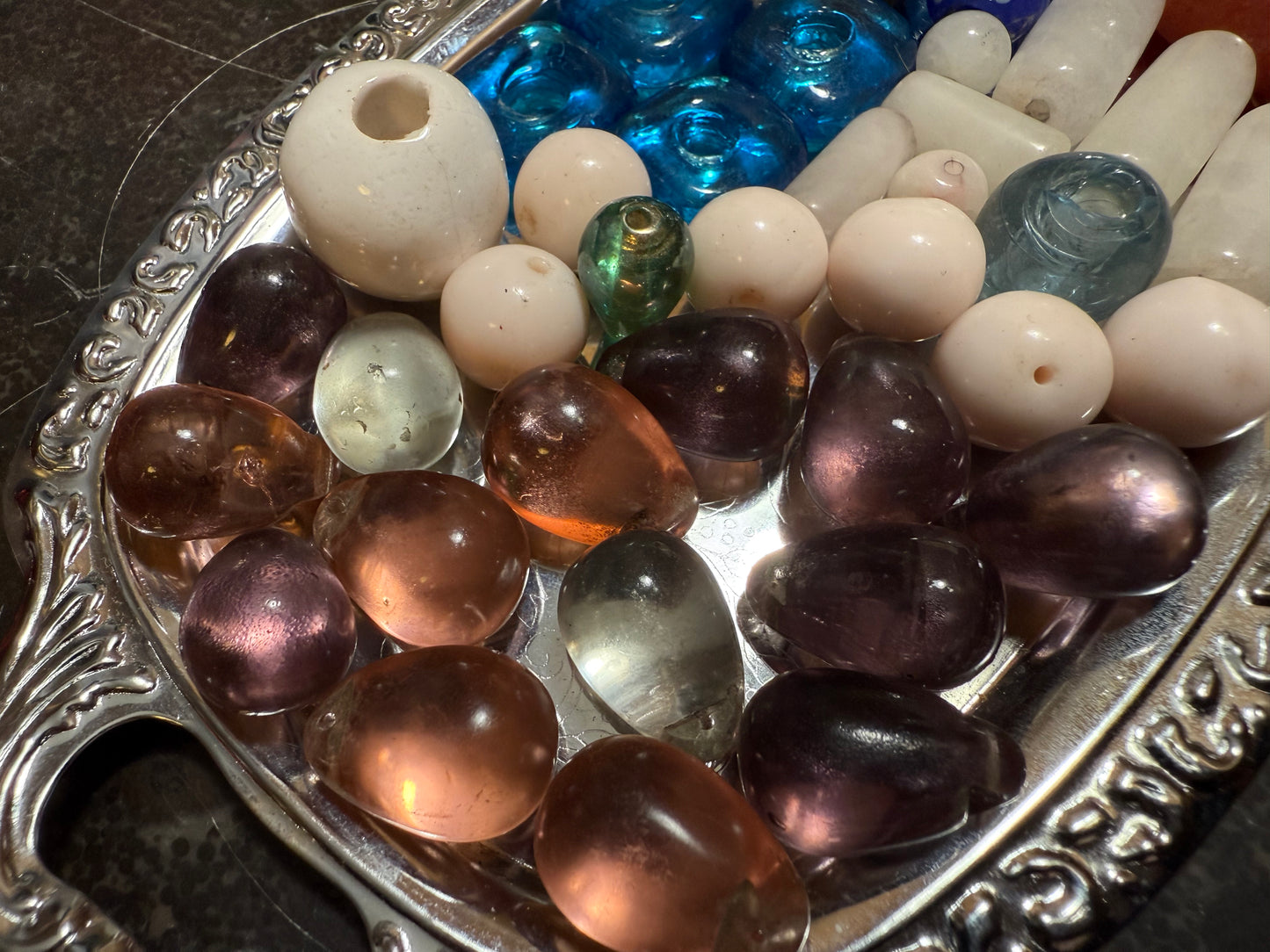Small bag of vintage jewelry making beads (tray not included)