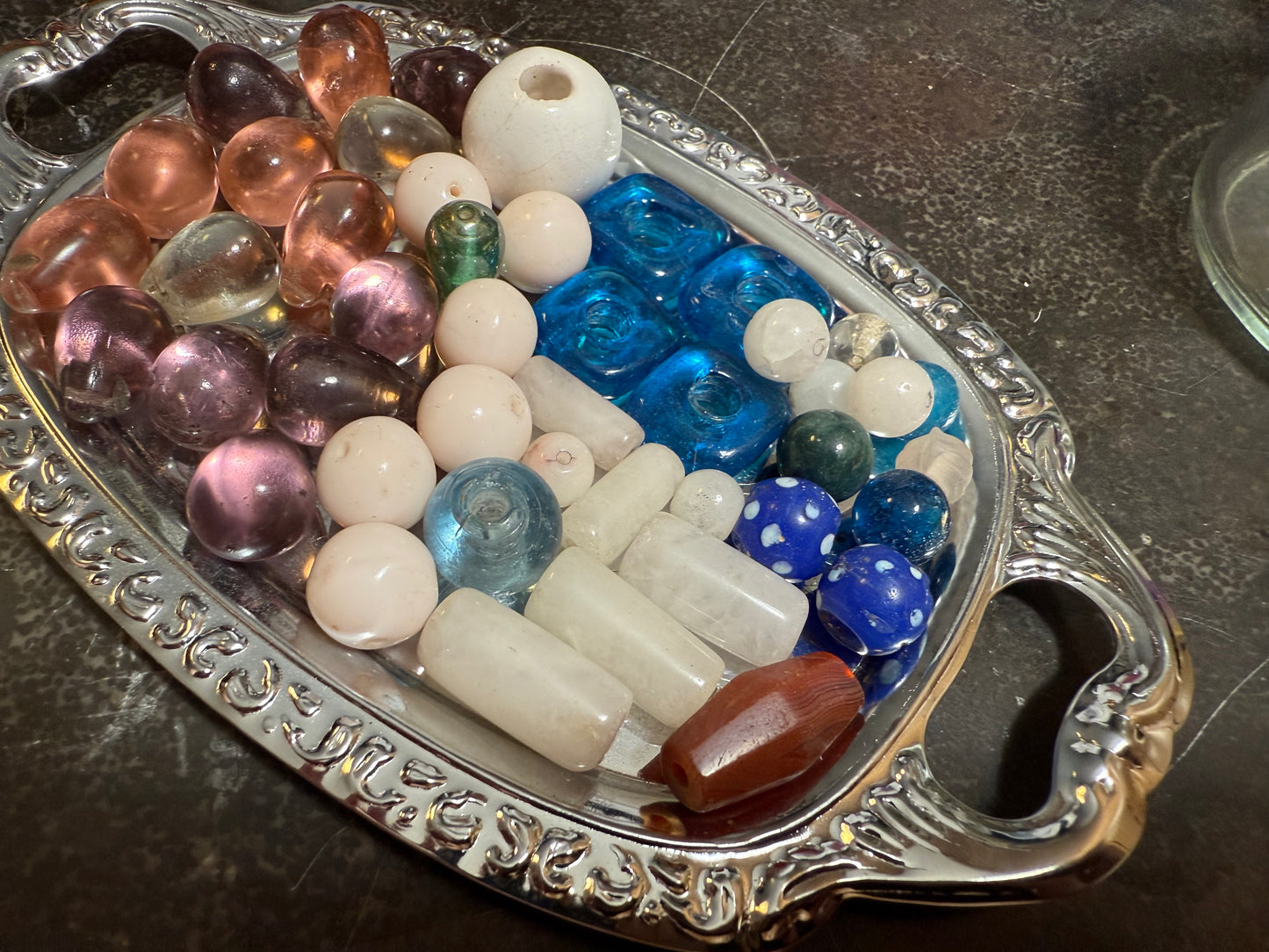 Small bag of vintage jewelry making beads (tray not included)