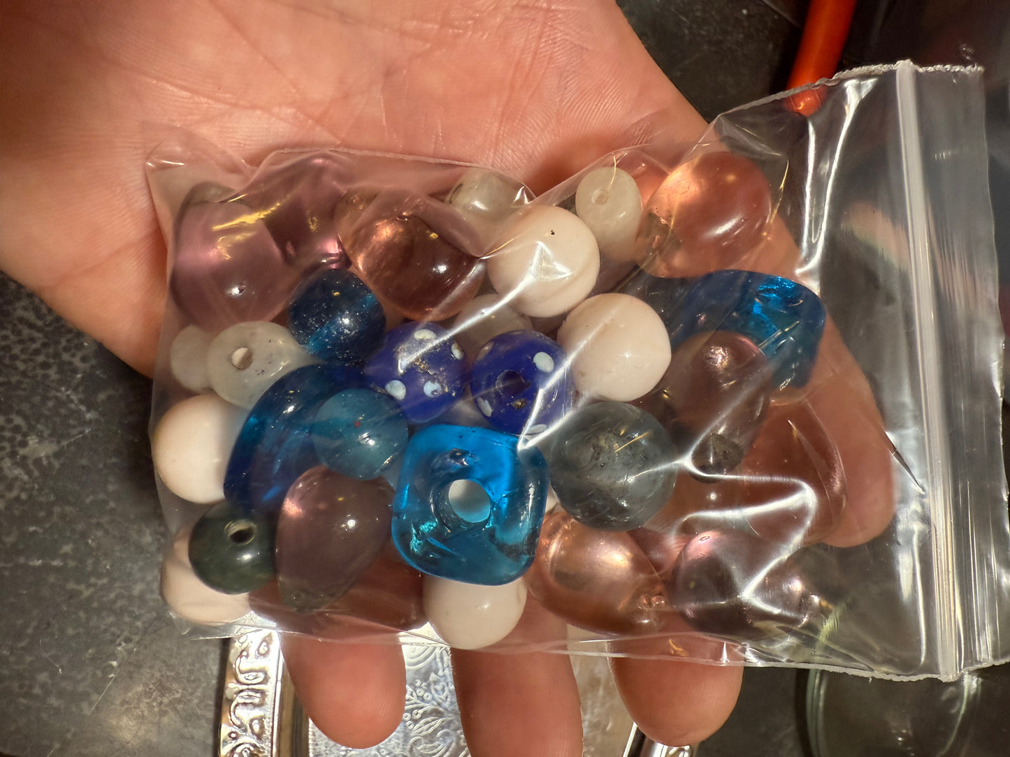 Small bag of vintage jewelry making beads (tray not included)