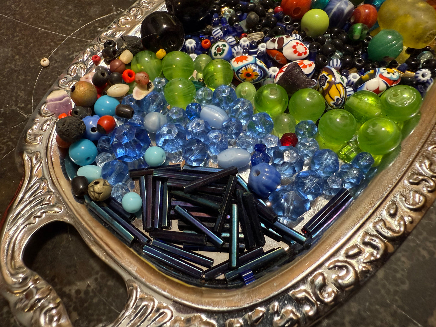 Small bag of vintage jewelry making beads (tray not included)