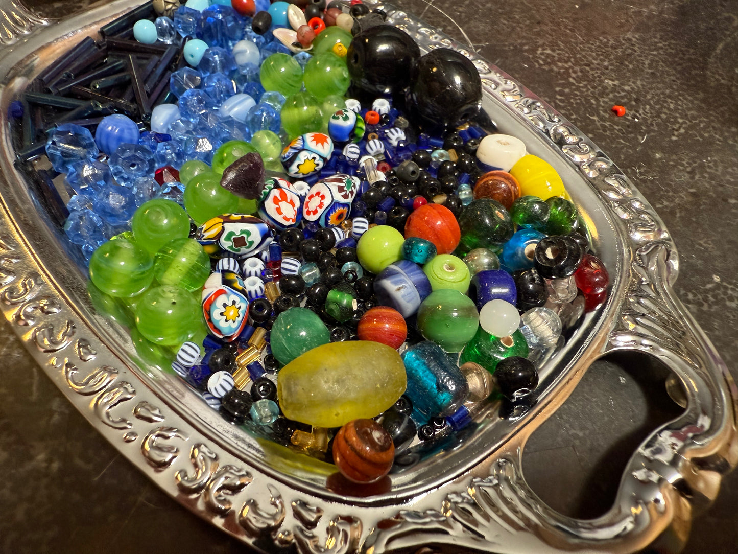 Small bag of vintage jewelry making beads (tray not included)