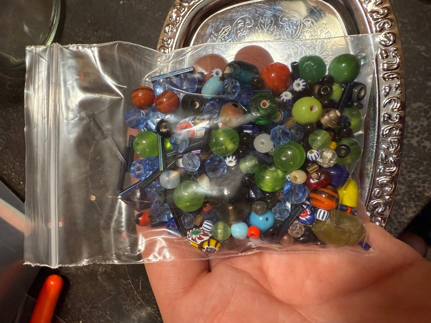 Small bag of vintage jewelry making beads (tray not included)