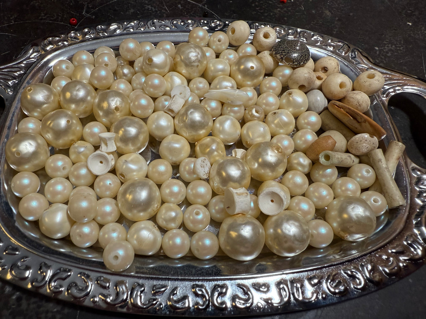 Small bag of vintage jewelry making beads (tray not included)