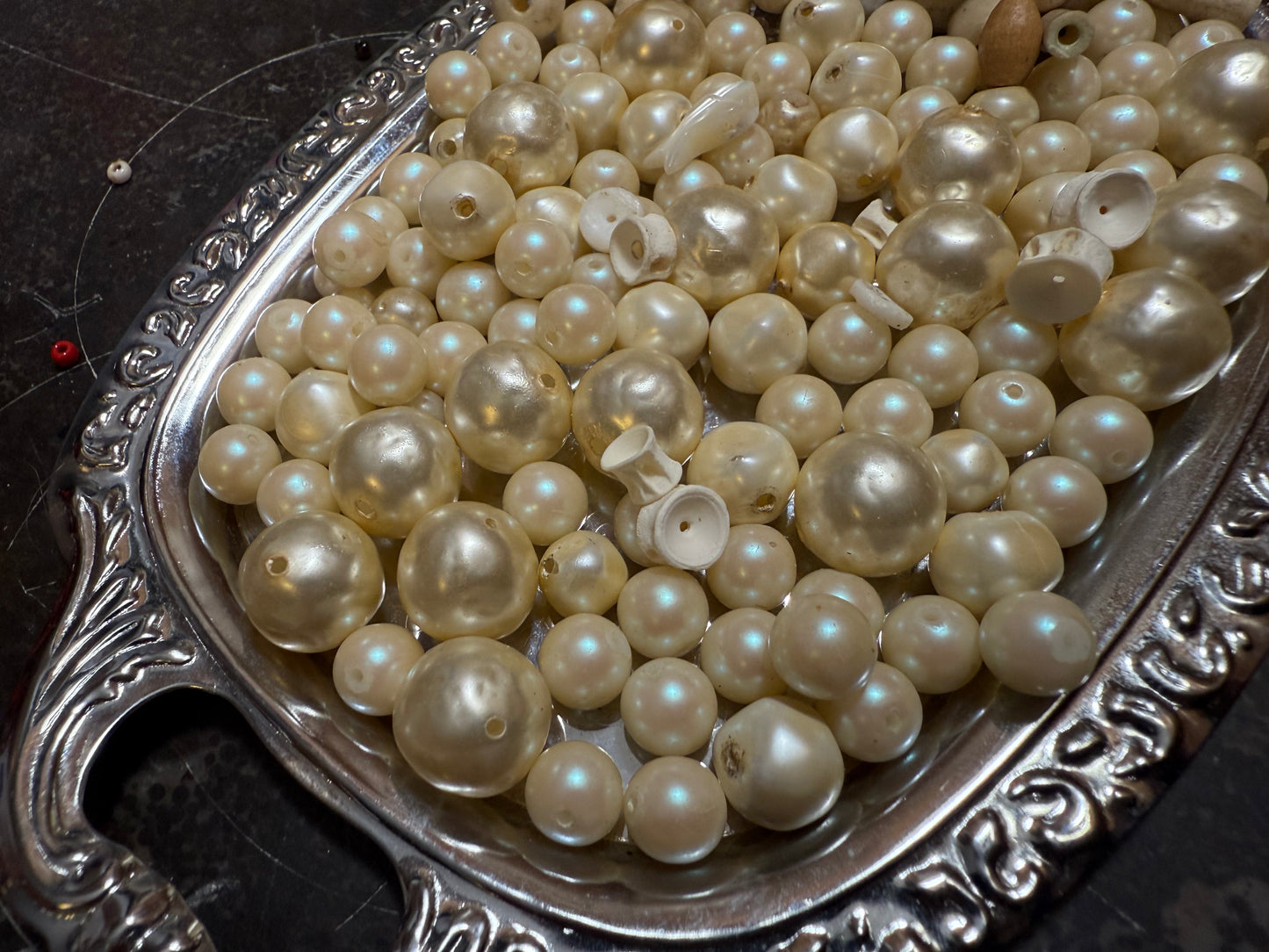 Small bag of vintage jewelry making beads (tray not included)