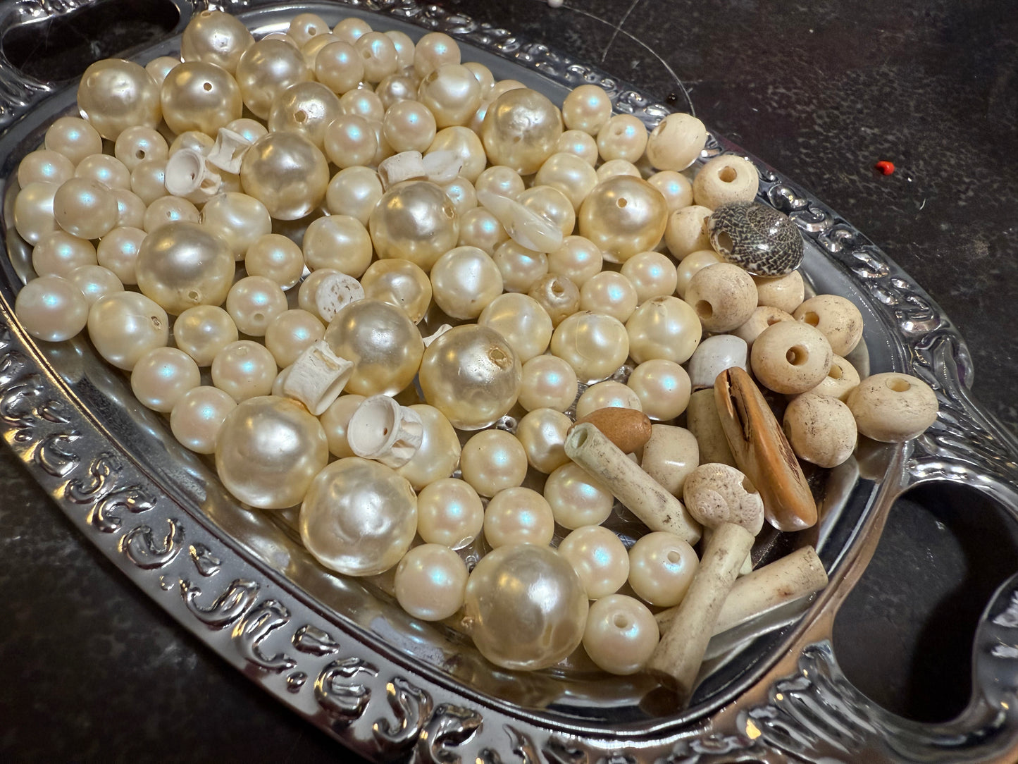 Small bag of vintage jewelry making beads (tray not included)