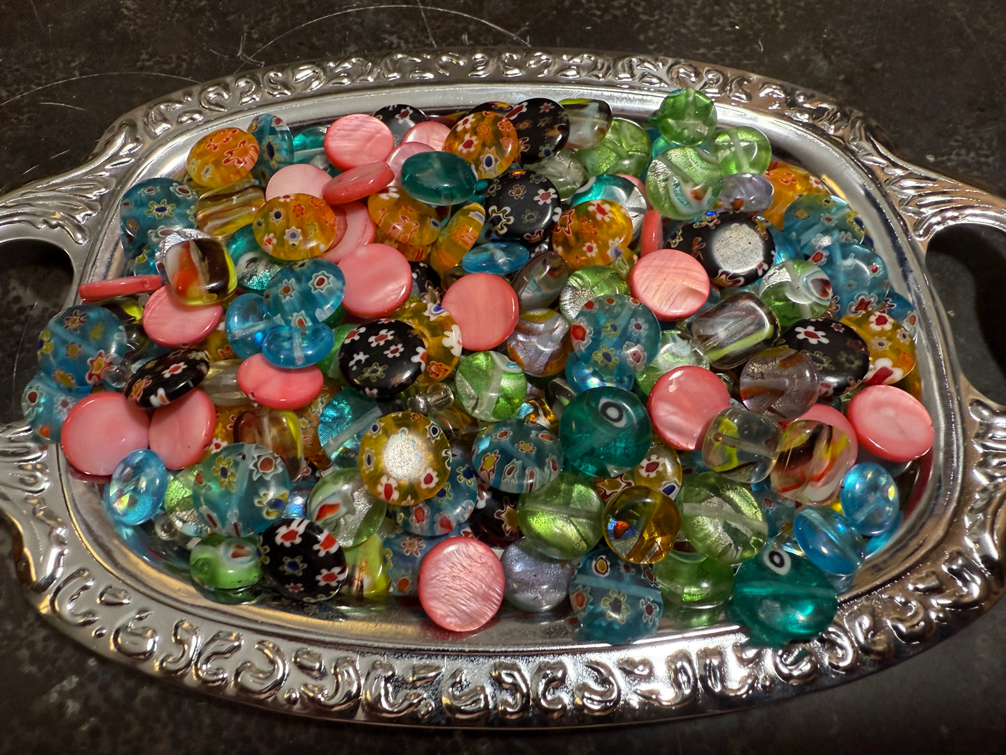 Small bag of vintage jewelry making beads (tray not included)