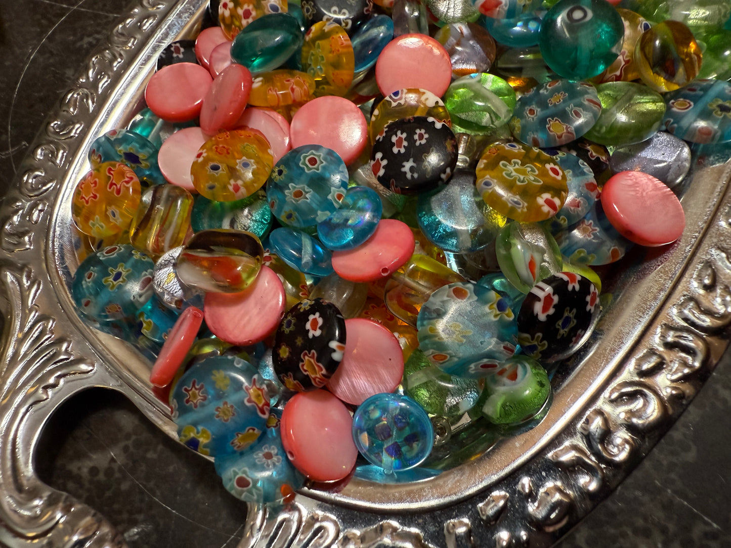 Small bag of vintage jewelry making beads (tray not included)