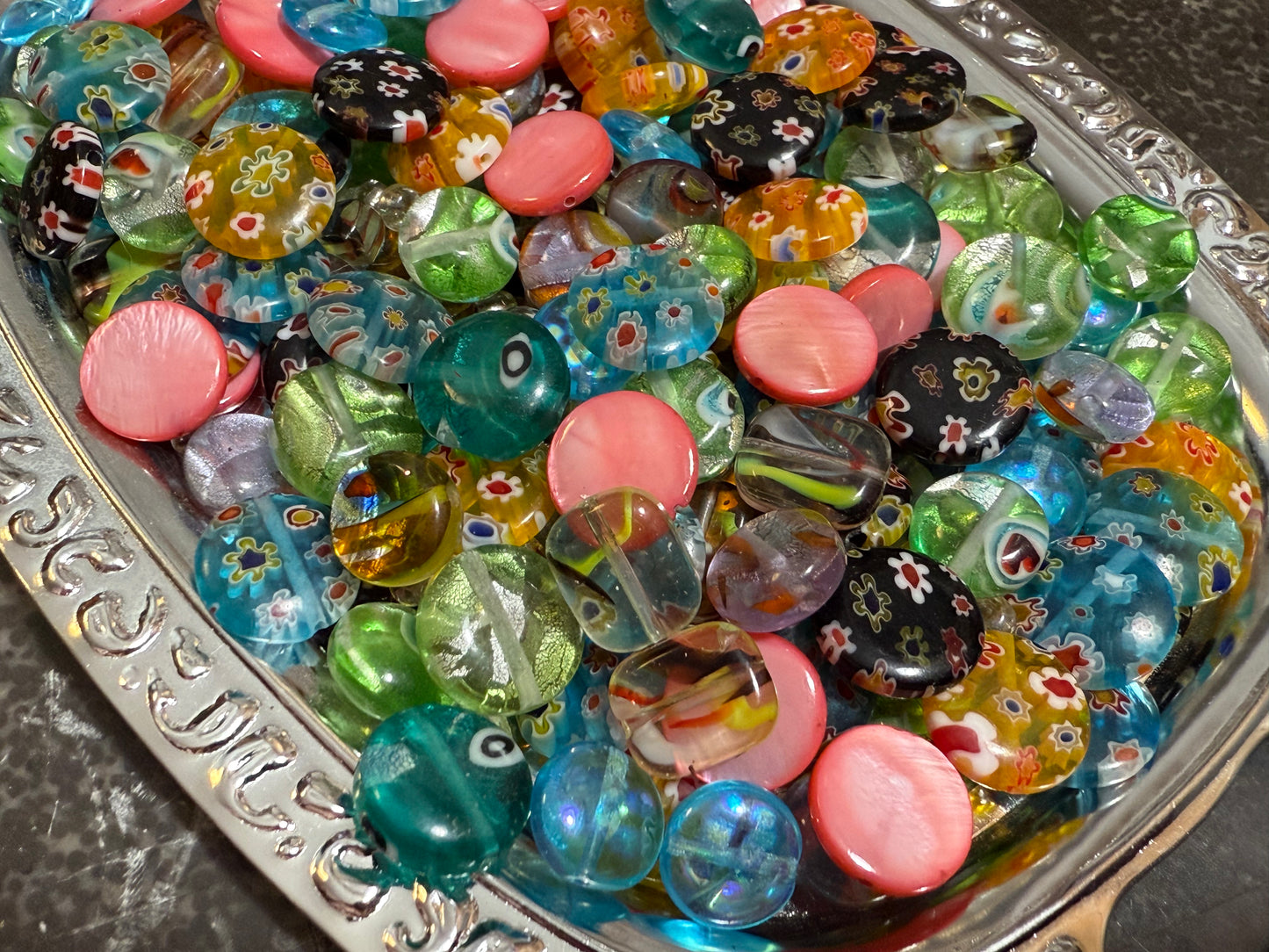 Small bag of vintage jewelry making beads (tray not included)