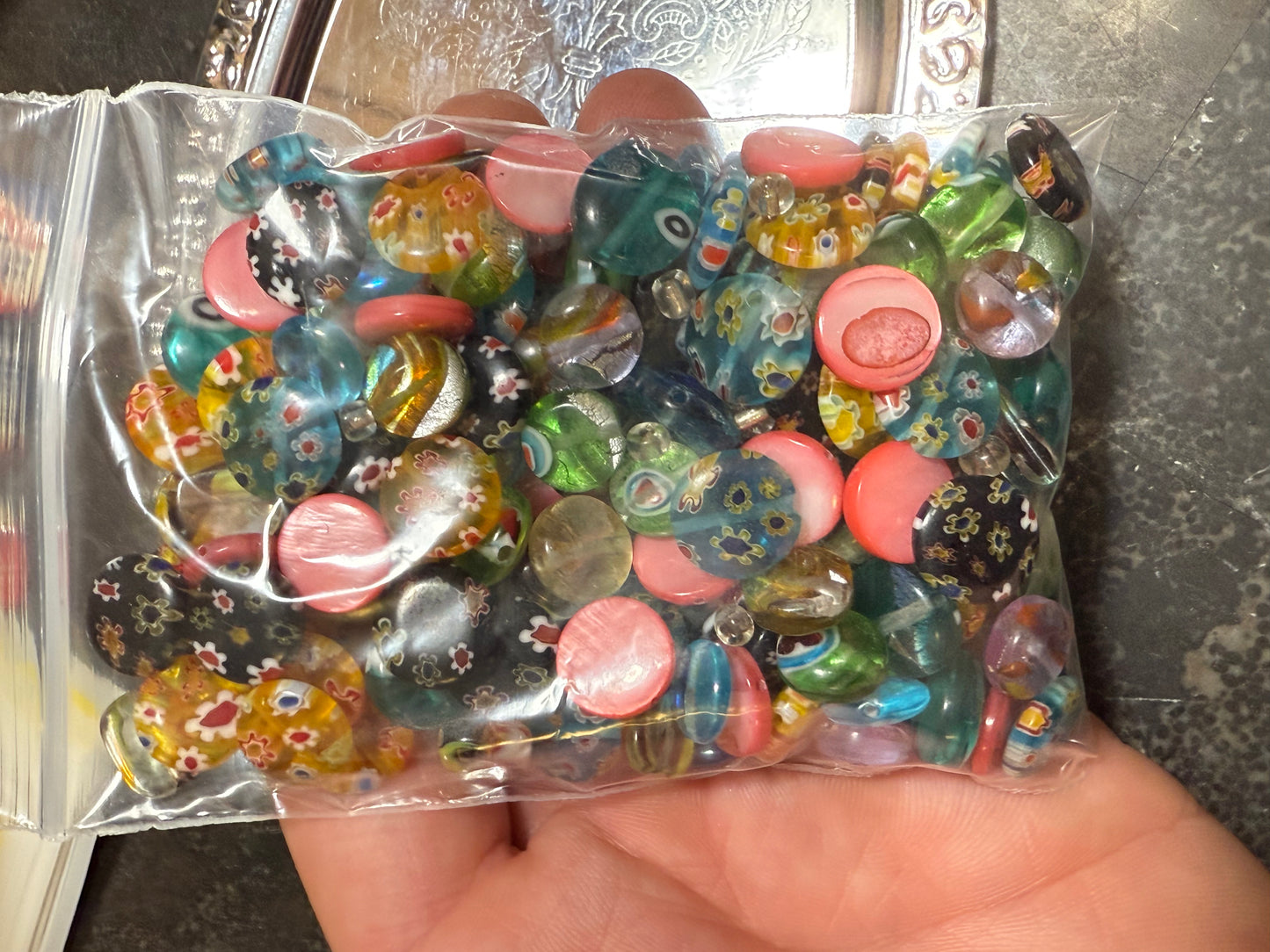 Small bag of vintage jewelry making beads (tray not included)