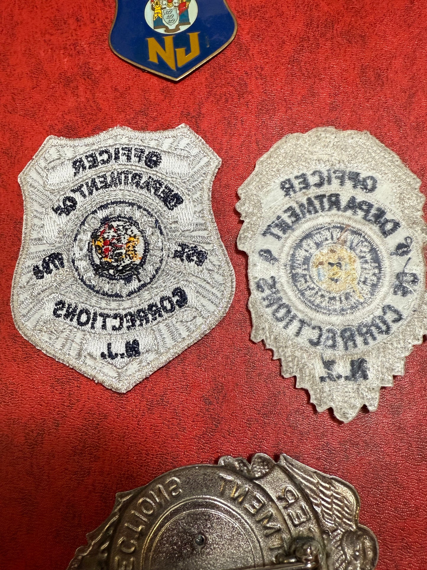 Set of Obsolete NJ DEPT OF CORRECTIONS Badge, Patches & Plaque Emblem