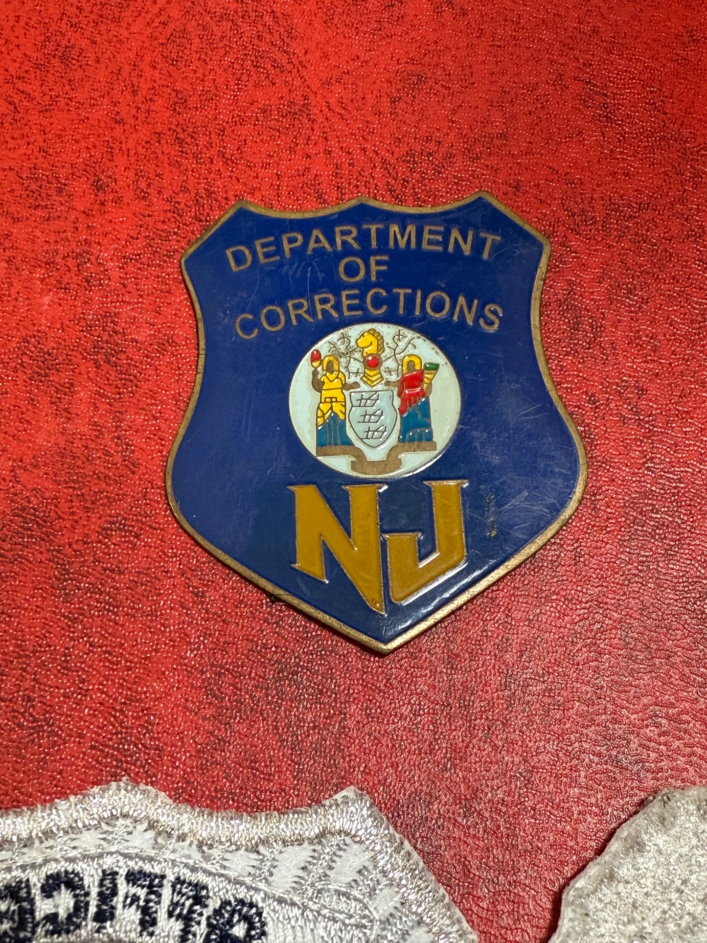 Set of Obsolete NJ DEPT OF CORRECTIONS Badge, Patches & Plaque Emblem