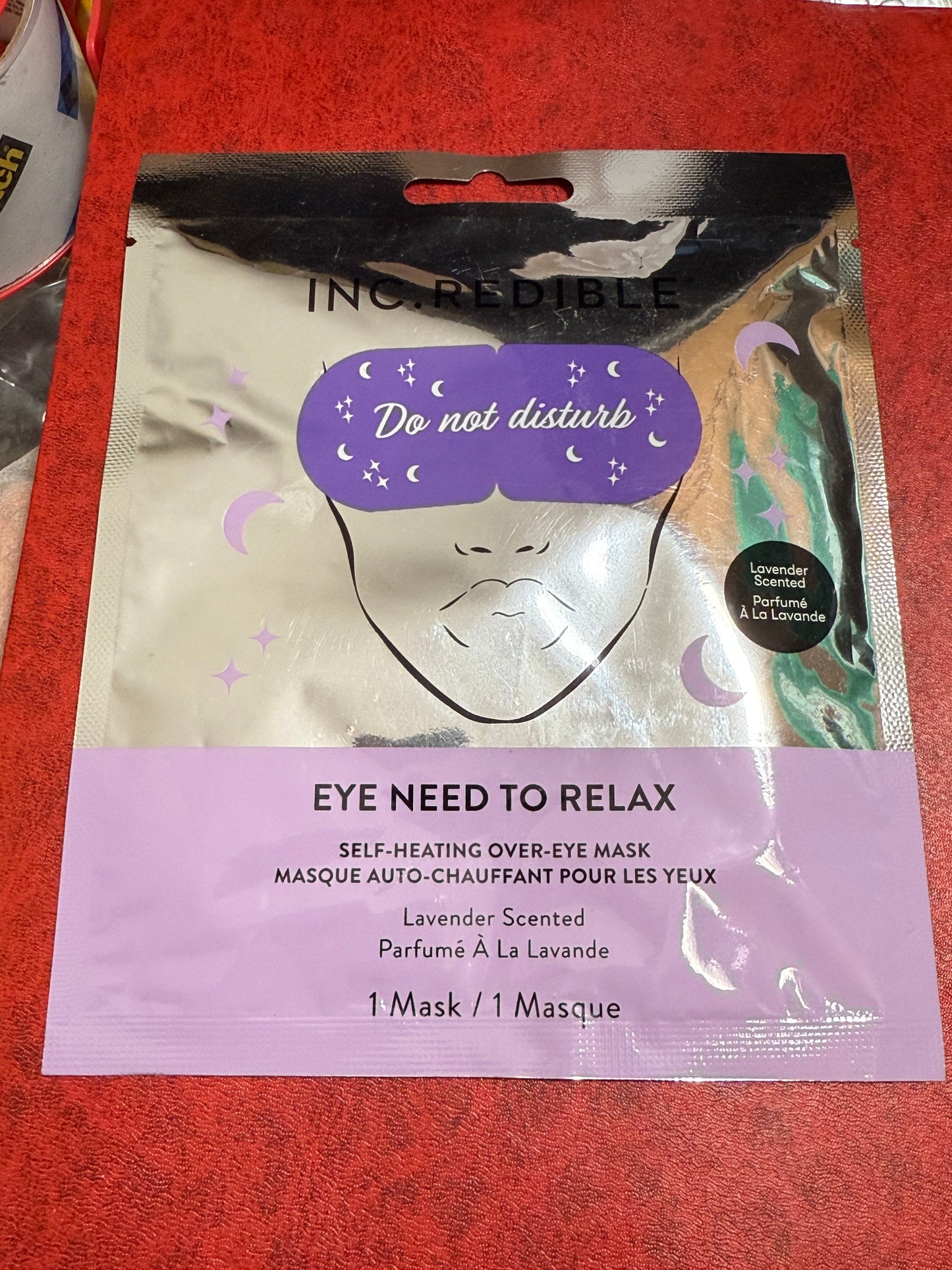 Inc.redible “Eye need to relax” Self heating over eye mask - Lavender Scented