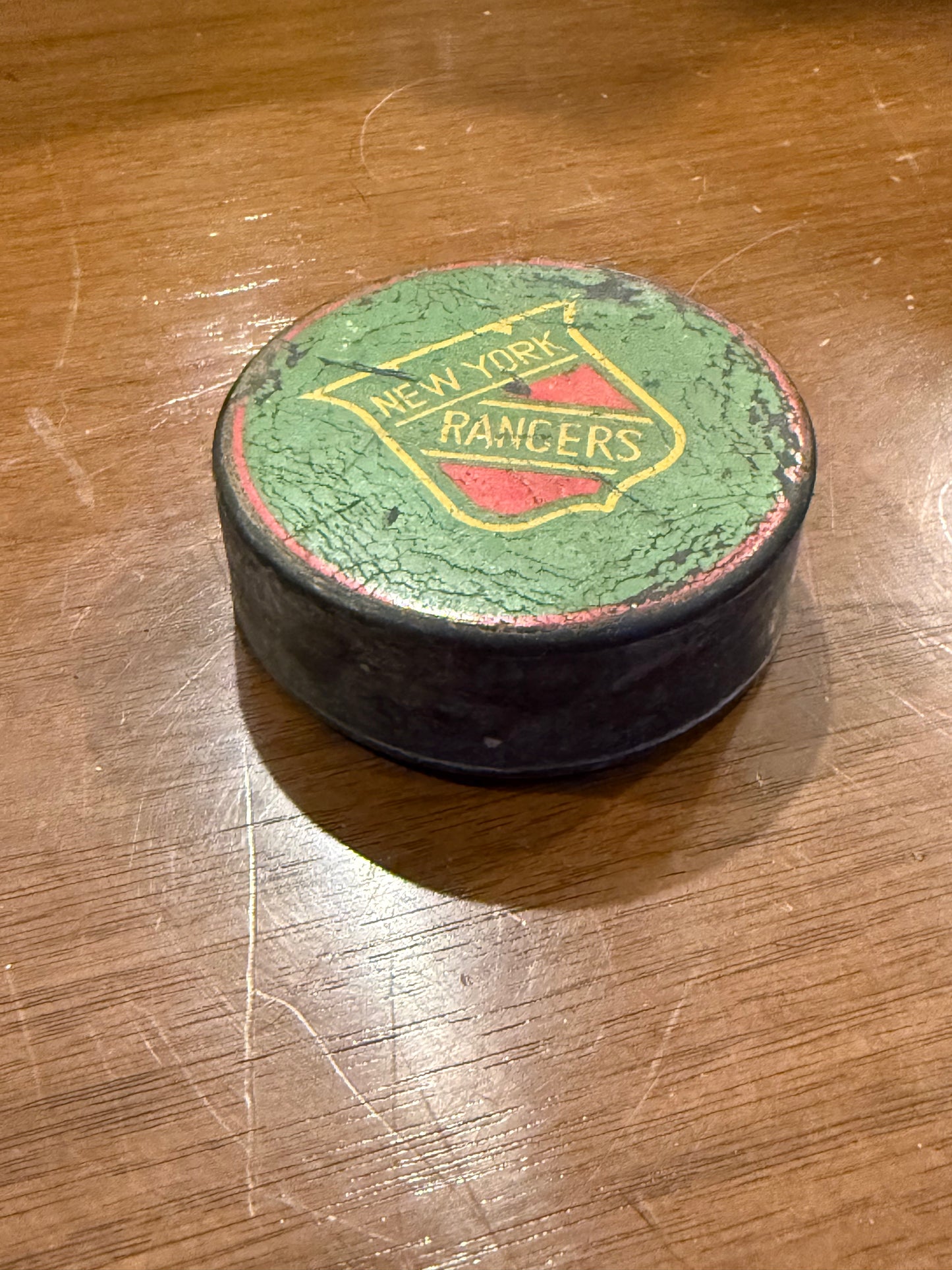 Vintage New York Rangers used NHL Hockey Puck