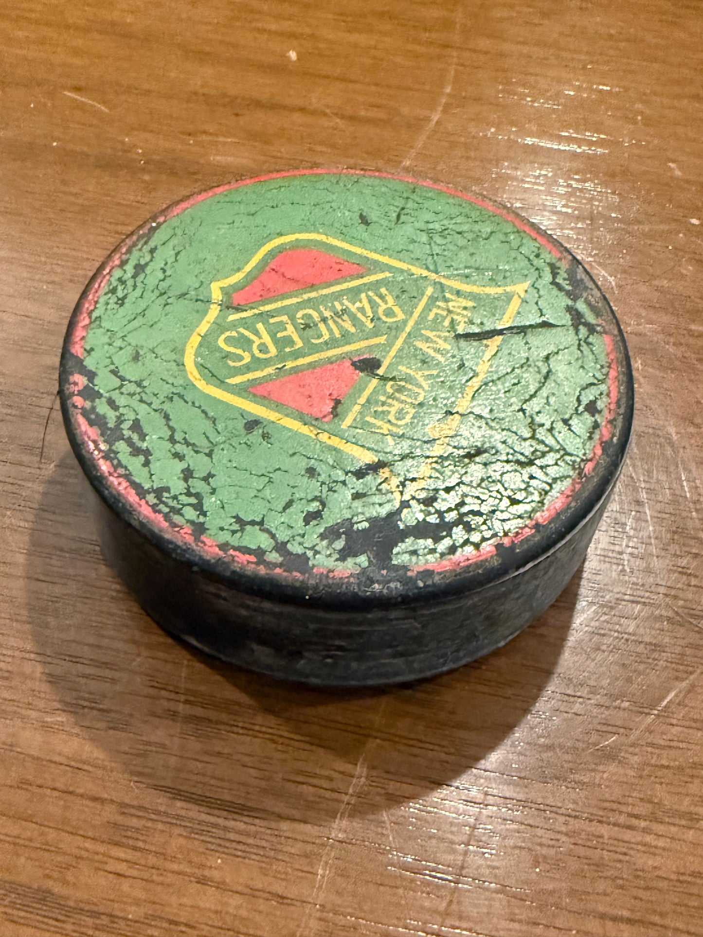 Vintage New York Rangers used NHL Hockey Puck