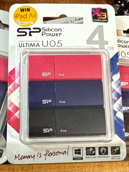 Silicon Power 4GB Flash Drive 3-Pack, NIB
