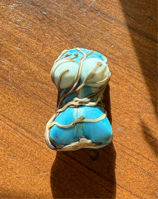 Hand-Carved Turquoise Female Torso Pendant Bead Wire Style Wrapped Tree of Life