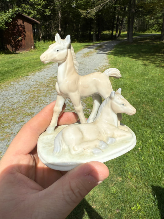 Vintage OMC Japan Porcelain Horse Figurine Foals Mid Century